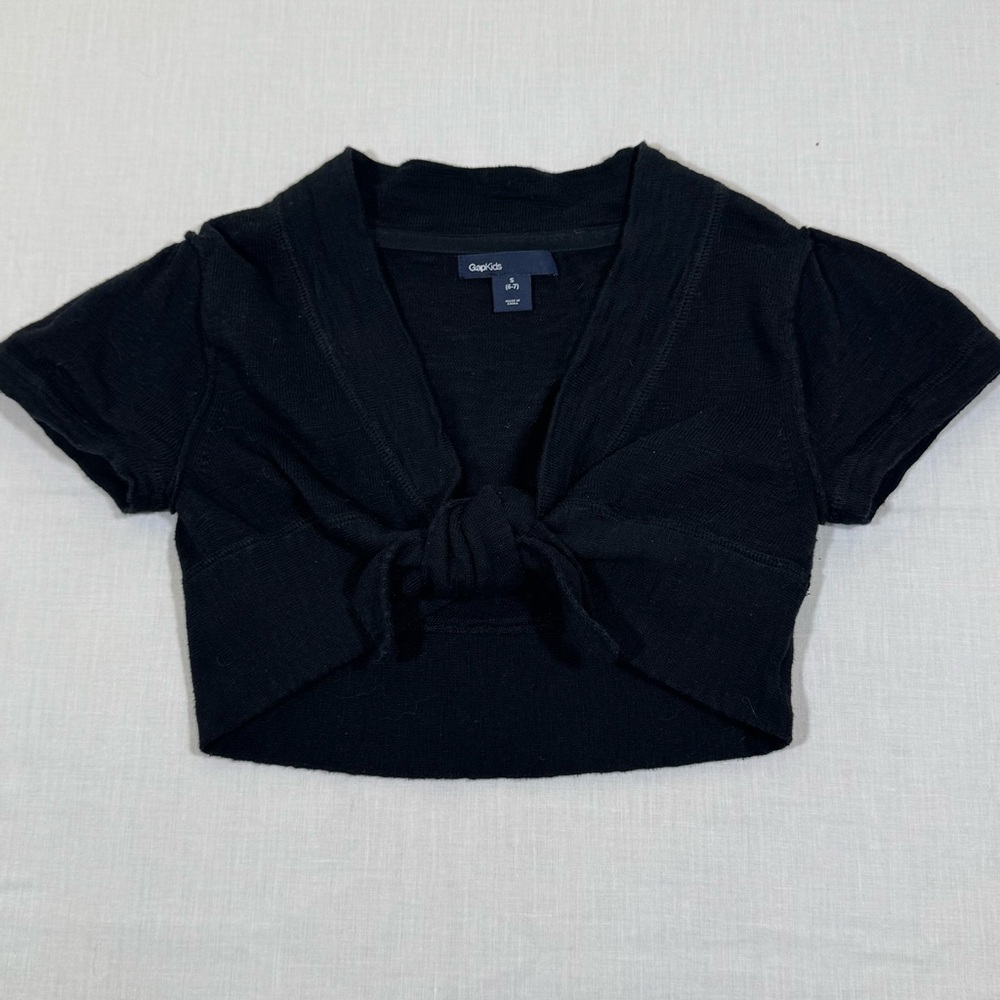 GAP Black Tie-Front Kids Crop Top
